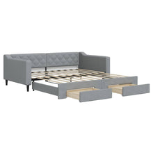 Slaapbank met onderschuifbed lades 100x190 cm stof lichtgrijs