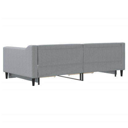 Slaapbank met onderschuifbed lades 100x190 cm stof lichtgrijs