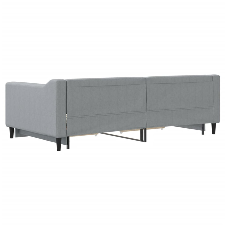 Slaapbank met onderschuifbed lades 100x190 cm stof lichtgrijs