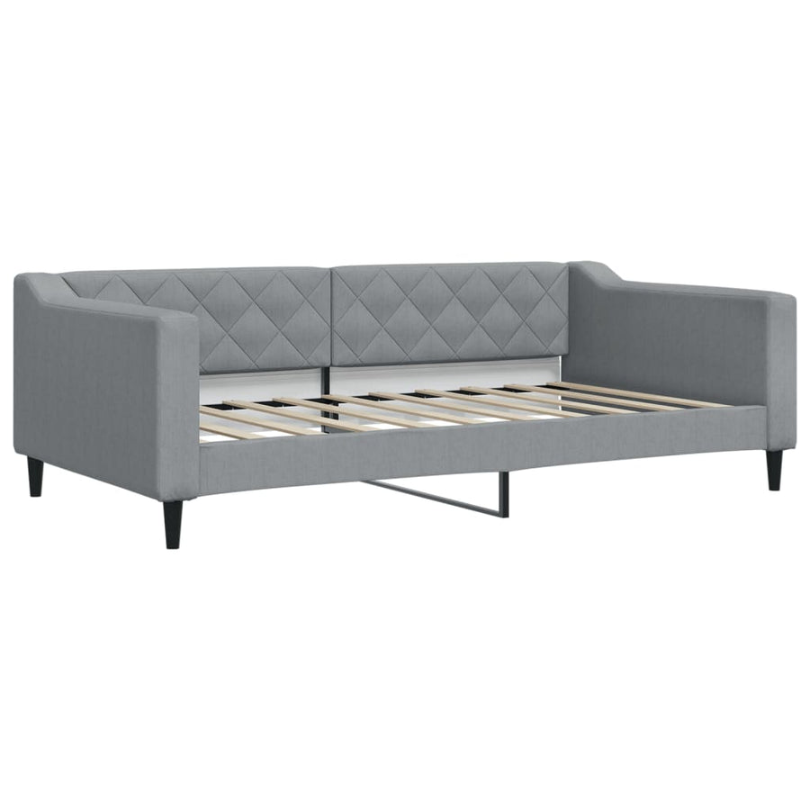 Slaapbank met onderschuifbed lades 100x190 cm stof lichtgrijs