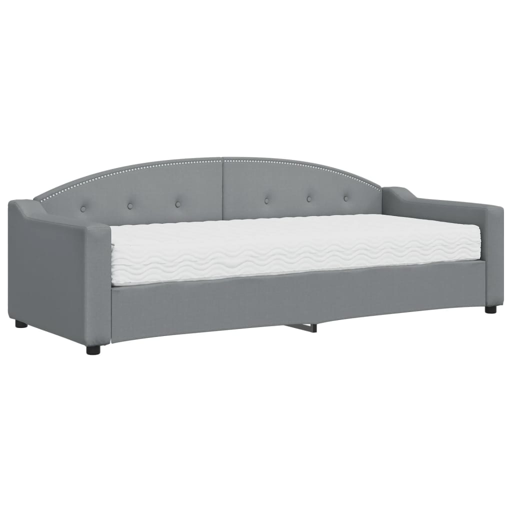 Slaapbank Stof 80 x 200 cm Lichtgrijs met matras