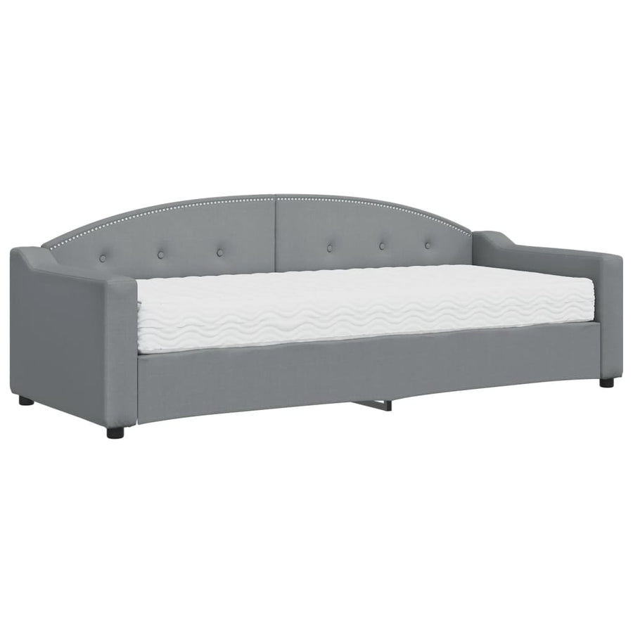 Slaapbank Stof 80 x 200 cm Lichtgrijs met matras