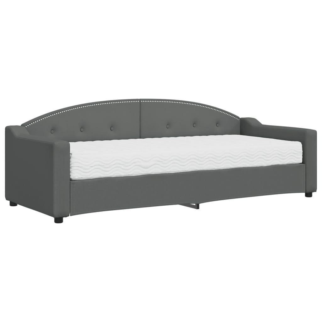 Slaapbank met matras 80x200 cm stof donkergrijs 80 x 200 cm Donkergrijs met matras