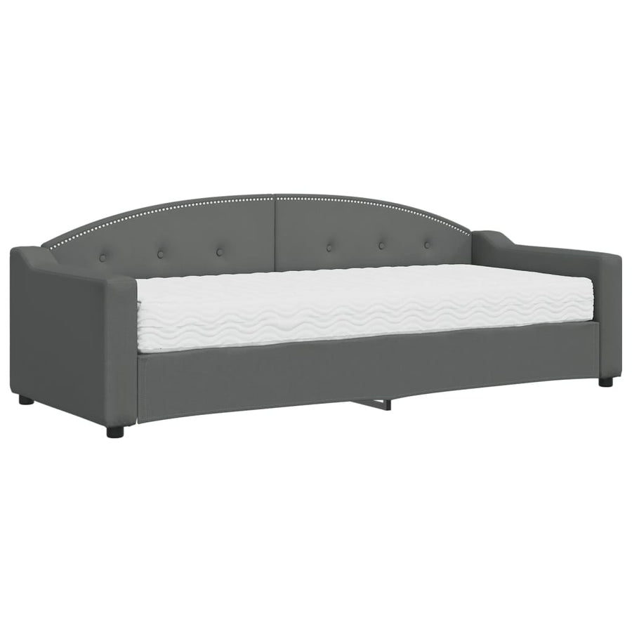 Slaapbank met matras 80x200 cm stof donkergrijs 80 x 200 cm Donkergrijs met matras