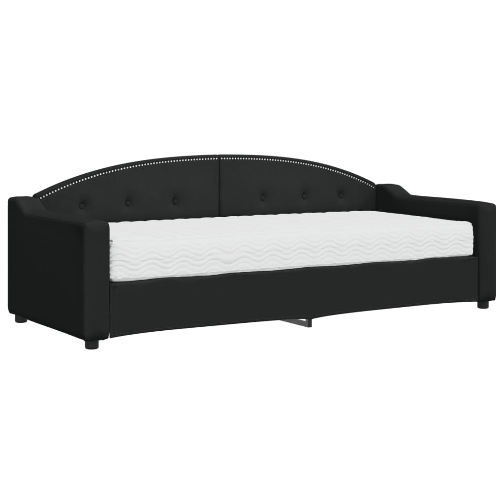 Slaapbank Stof 80 x 200 cm Zwart met matras