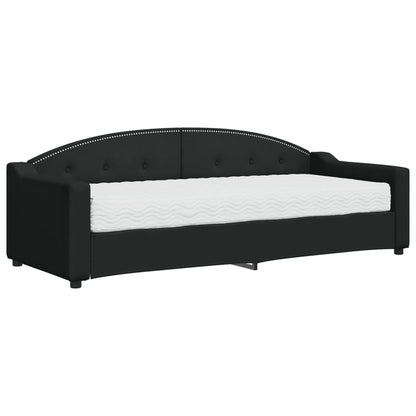 Slaapbank Stof 80 x 200 cm Zwart met matras