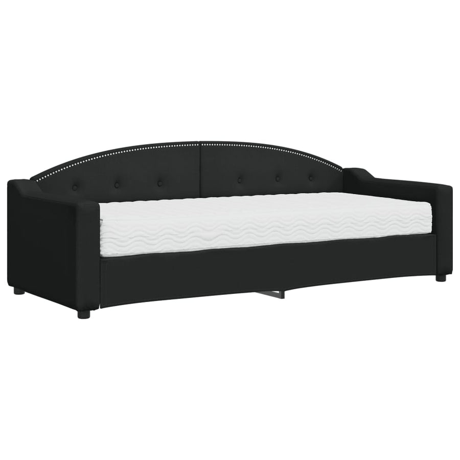 Slaapbank Stof 80 x 200 cm Zwart met matras