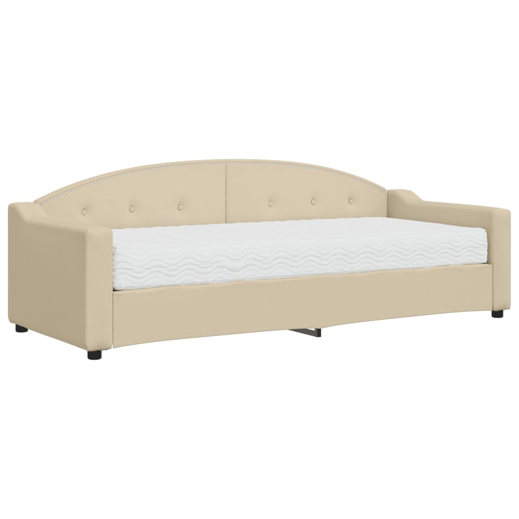 Slaapbank Stof Kleurig 80 x 200 cm Crème met matras