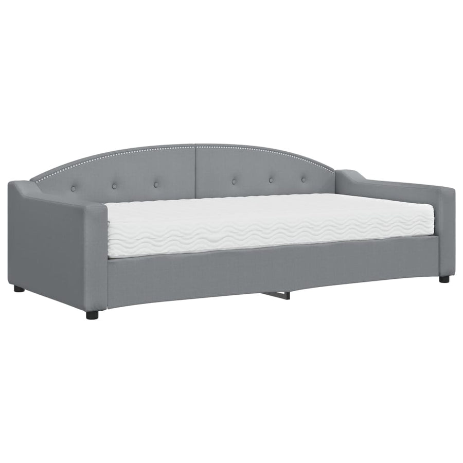 Slaapbank Stof 90 x 200 cm Lichtgrijs met matras