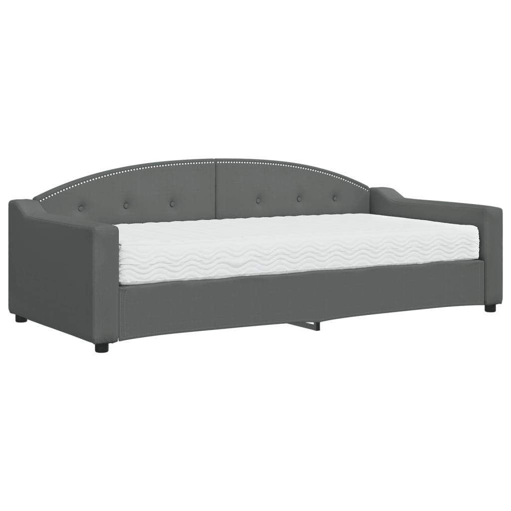 Slaapbank met matras 90x200 cm stof donkergrijs 90 x 200 cm Donkergrijs met matras
