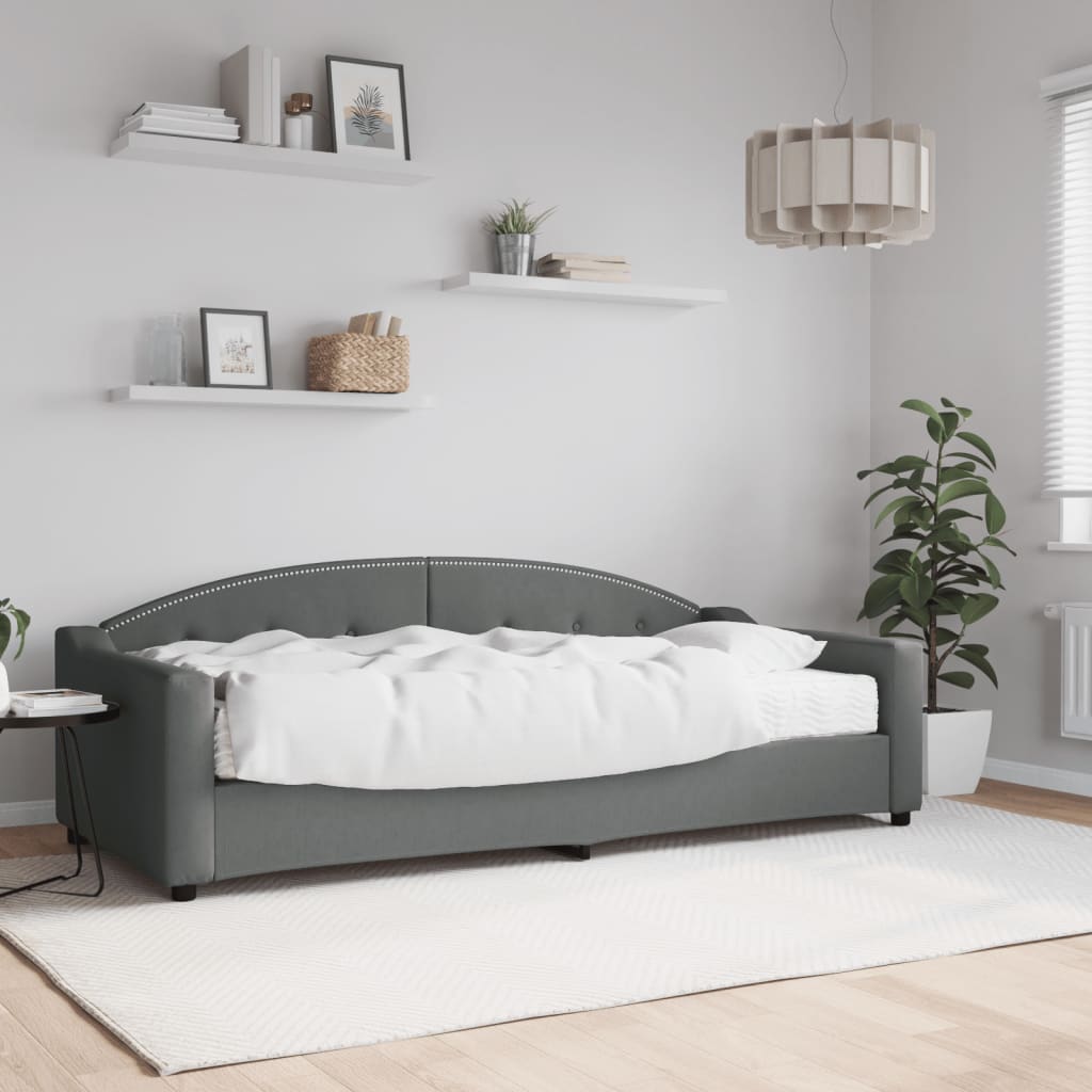 Slaapbank met matras 90x200 cm stof donkergrijs 90 x 200 cm Donkergrijs met matras