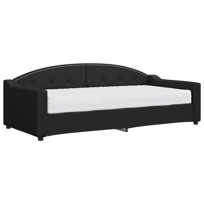 Slaapbank Stof 90 x 200 cm Zwart met matras