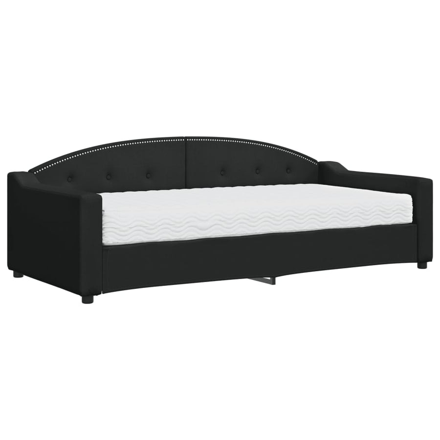Slaapbank Stof 90 x 200 cm Zwart met matras