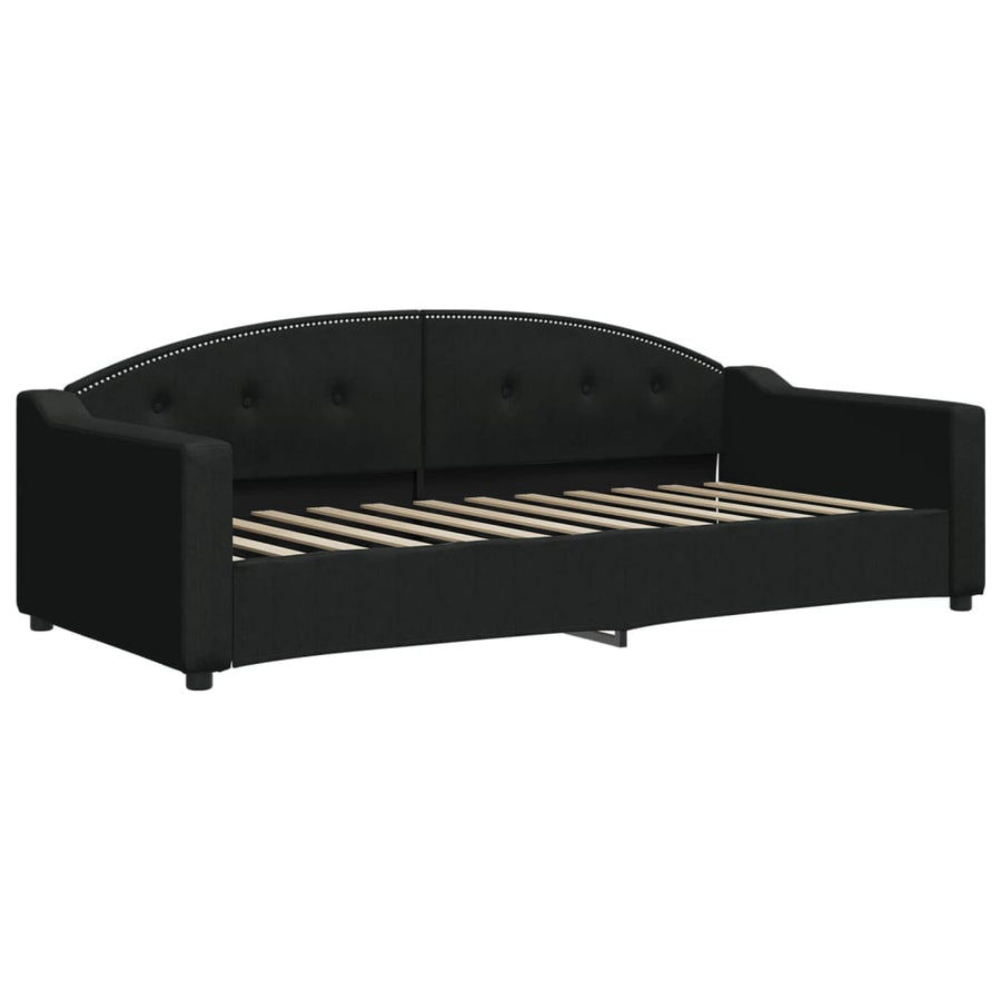 Slaapbank Stof 90 x 200 cm Zwart met matras