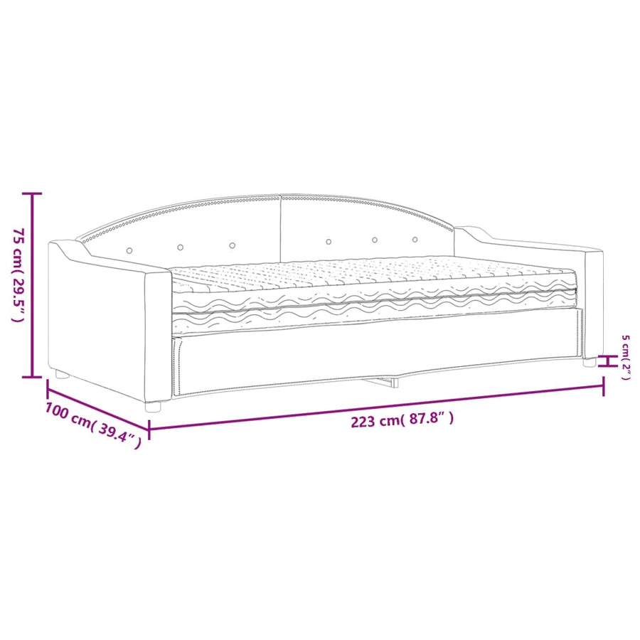 Slaapbank Stof 90 x 200 cm Zwart met matras