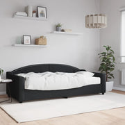 Slaapbank met matras 90x200 cm zwart