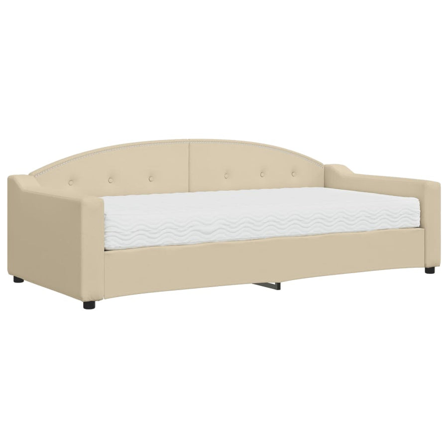Slaapbank Stof Kleurig 90 x 200 cm Crème met matras