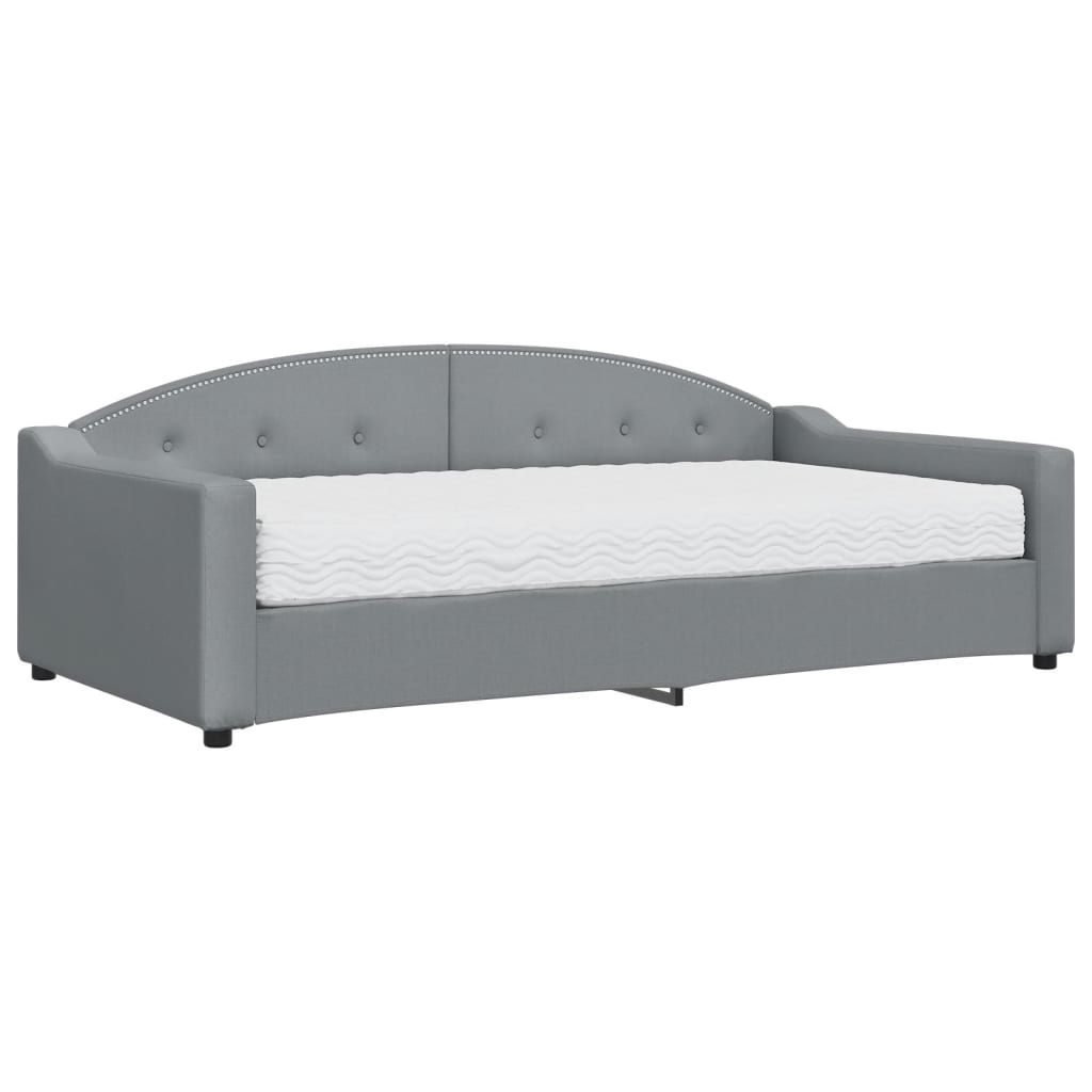 Slaapbank met matras 100x200 cm stof lichtgrijs 100 x 200 cm Lichtgrijs met matras