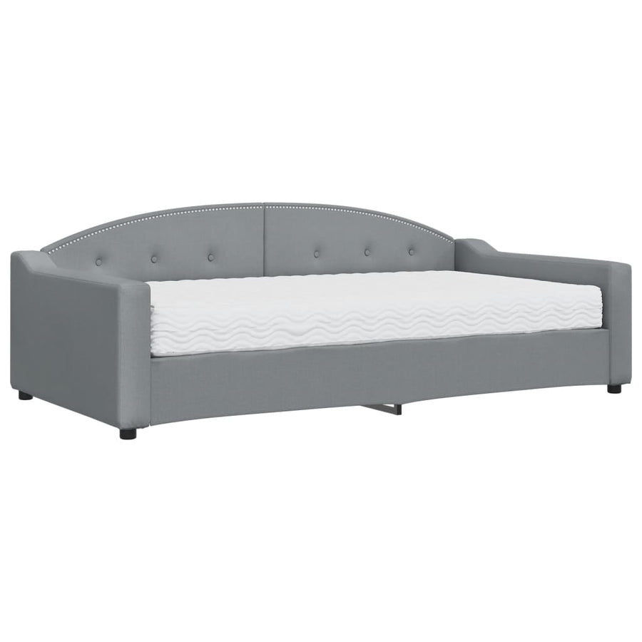 Slaapbank met matras 100x200 cm stof lichtgrijs 100 x 200 cm Lichtgrijs met matras