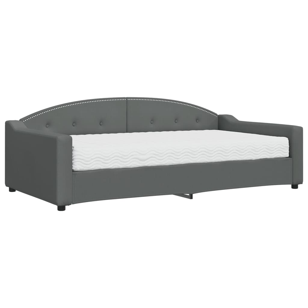 Slaapbank met matras 100x200 cm stof donkergrijs 100 x 200 cm Donkergrijs met matras