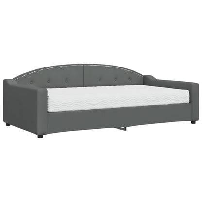 Slaapbank met matras 100x200 cm stof donkergrijs 100 x 200 cm Donkergrijs met matras