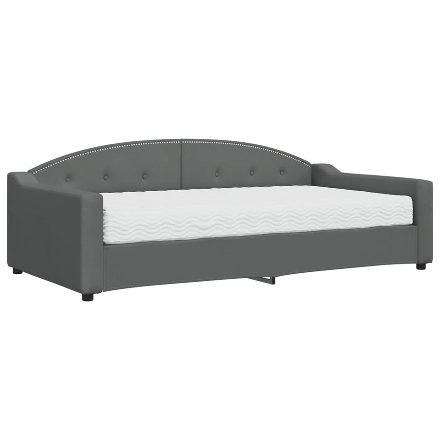 Slaapbank met matras 100x200 cm stof donkergrijs 100 x 200 cm Donkergrijs met matras
