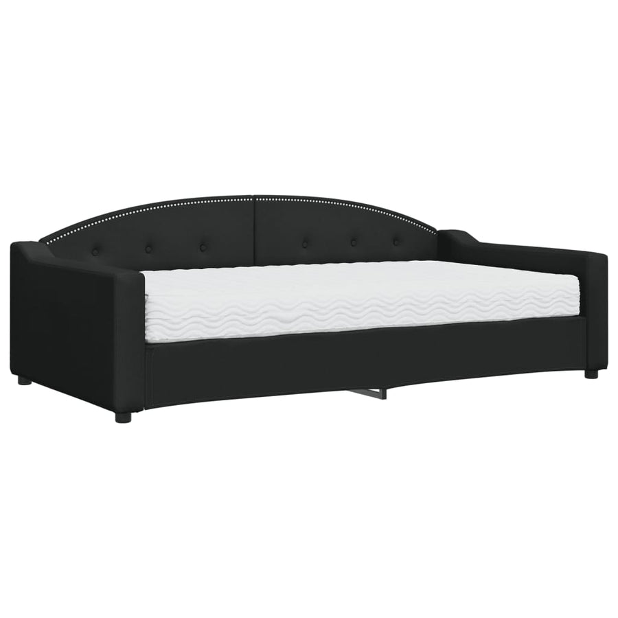 Slaapbank met matras 100x200 cm stof zwart 100 x 200 cm Zwart met matras