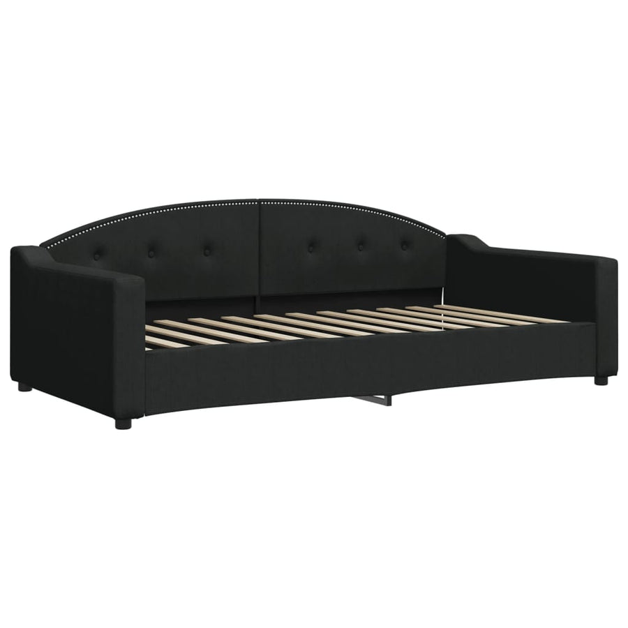 Slaapbank met matras 100x200 cm stof zwart 100 x 200 cm Zwart met matras