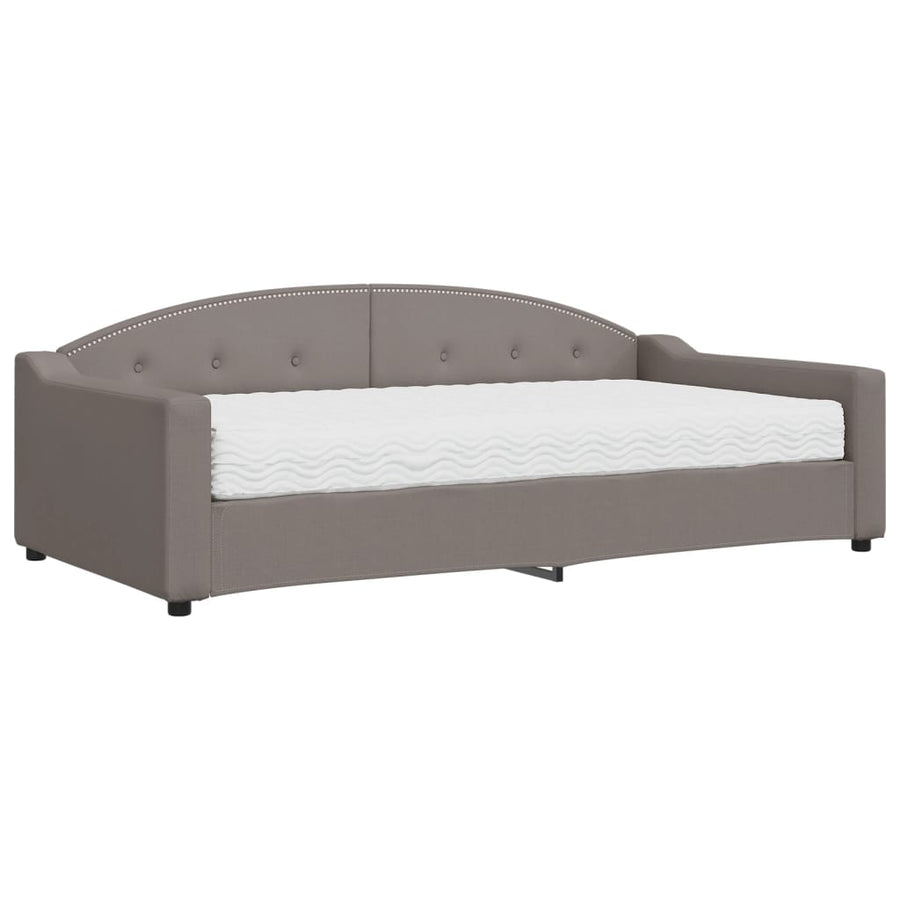 Slaapbank met matras 100x200 cm stof taupe 100 x 200 cm Taupe met matras