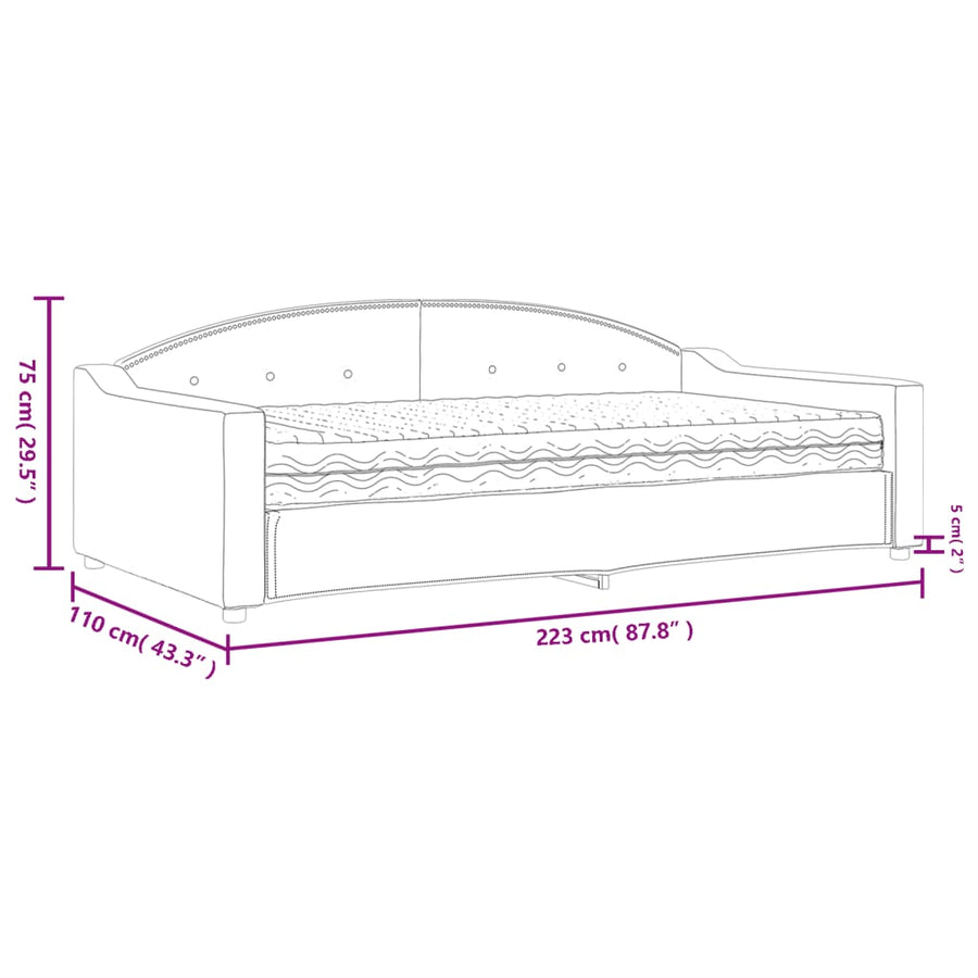 Slaapbank met matras 100x200 cm stof crèmekleurig 100 x 200 cm Crème met matras