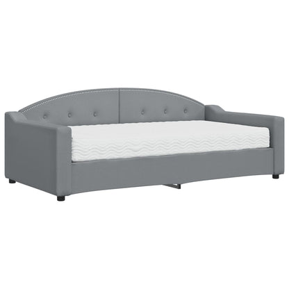 Slaapbank Stof 90 x 190 cm Lichtgrijs met matras