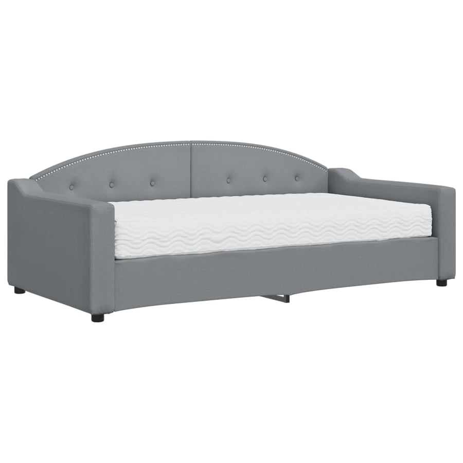 Slaapbank Stof 90 x 190 cm Lichtgrijs met matras