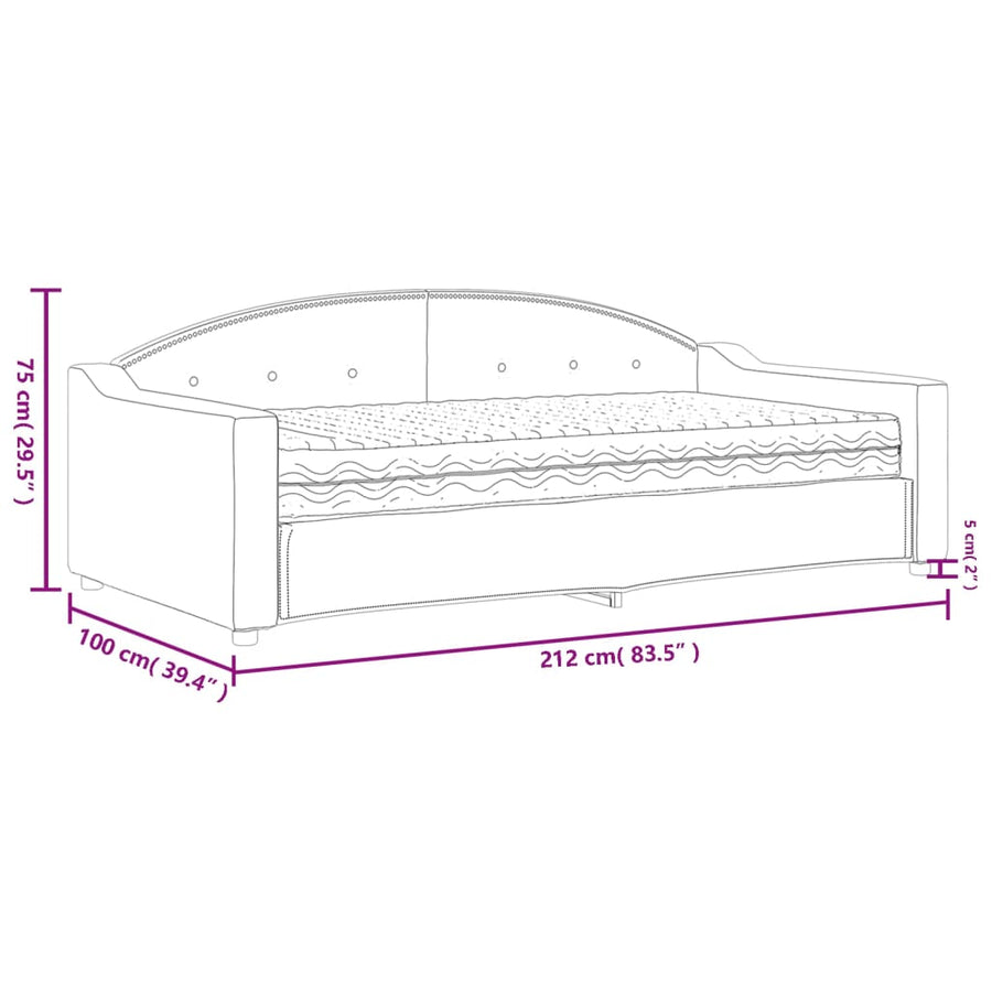 Slaapbank Stof 90 x 190 cm Lichtgrijs met matras