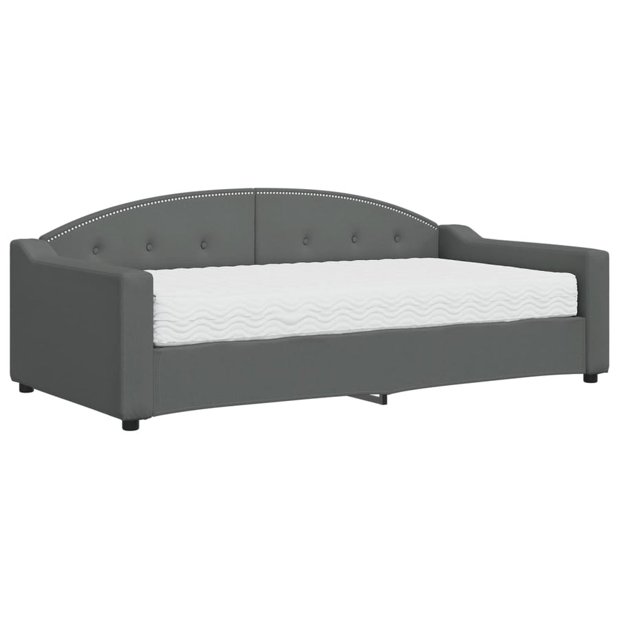 Slaapbank Stof Donkergrijs 90 x 190 cm met matras