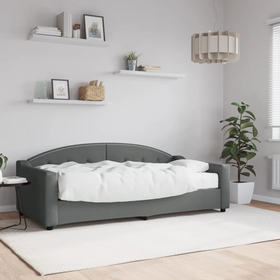 Slaapbank Stof Donkergrijs 90 x 190 cm met matras