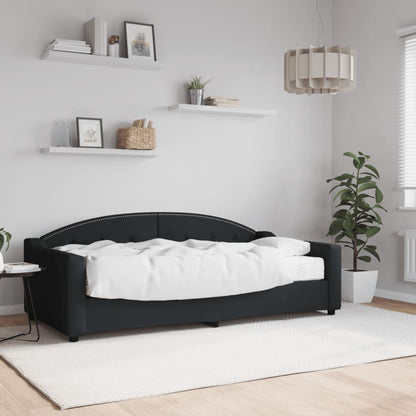 Slaapbank Stof 90 x 190 cm Zwart met matras