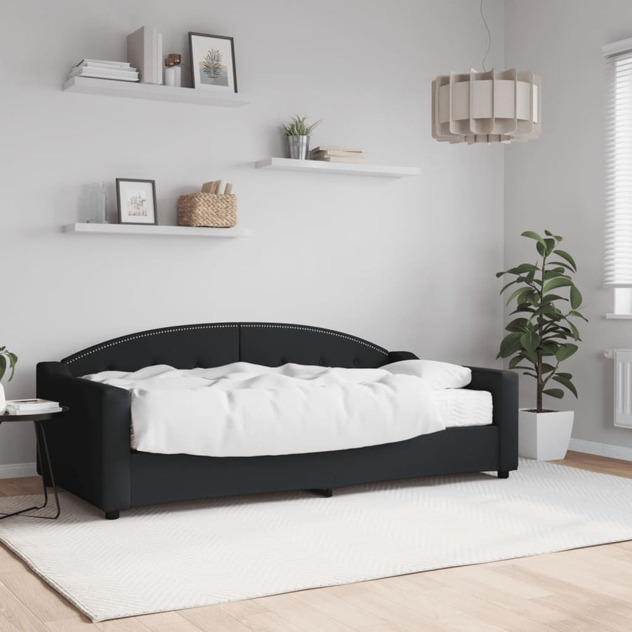 Slaapbank Stof 90 x 190 cm Zwart met matras