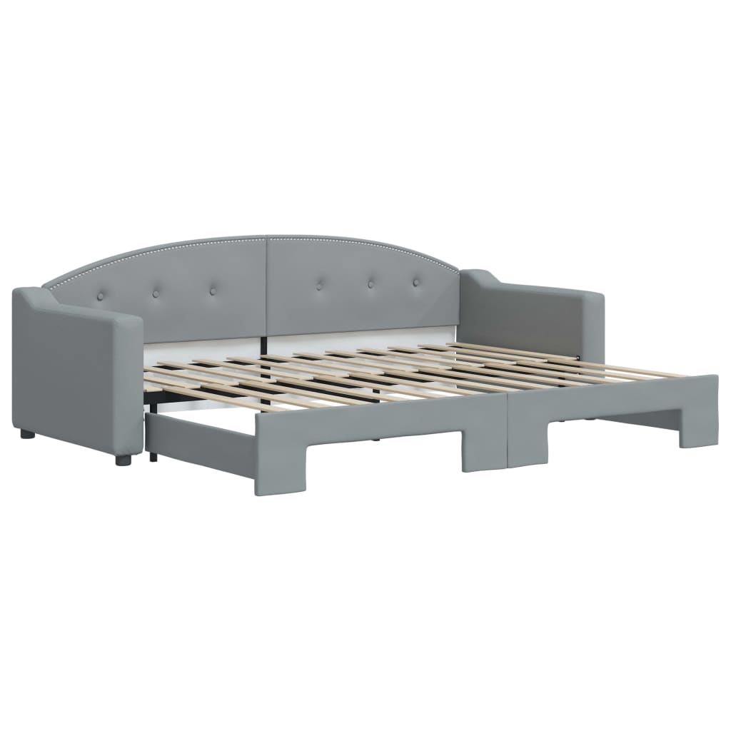 Slaapbank Stof 80 x 200 cm Lichtgrijs met onderschuifbed
