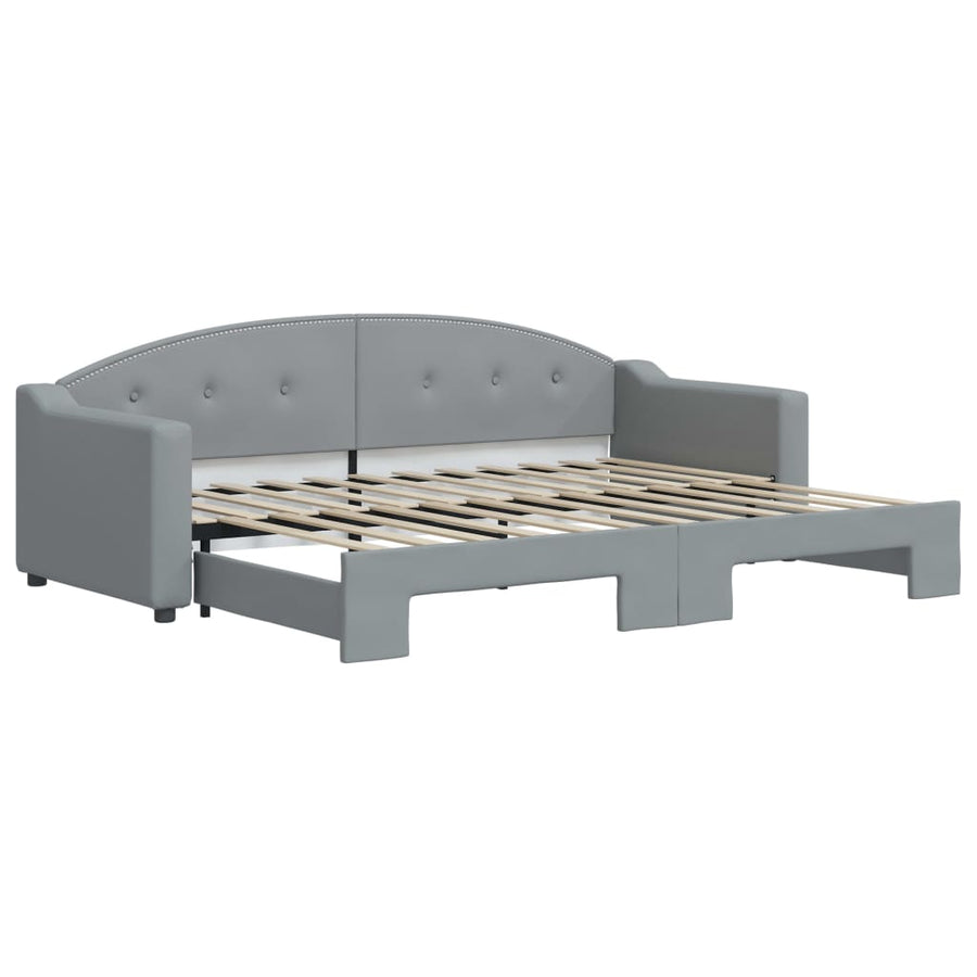 Slaapbank Stof 80 x 200 cm Lichtgrijs met onderschuifbed
