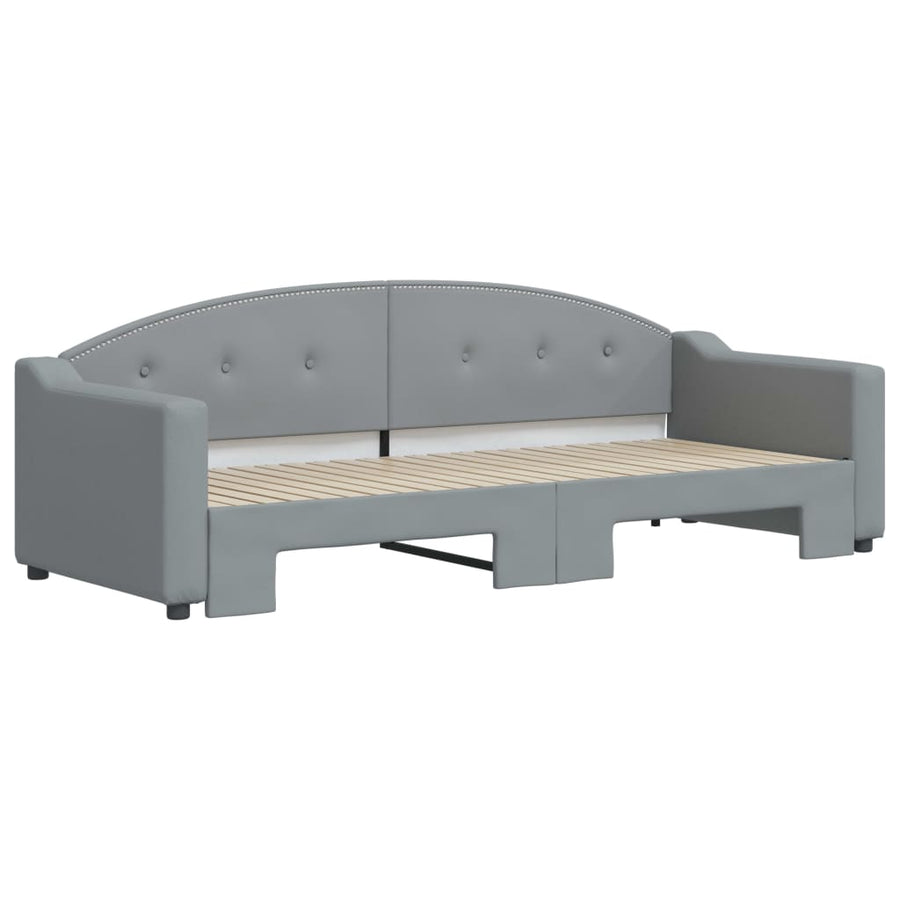 Slaapbank Stof 80 x 200 cm Lichtgrijs met onderschuifbed