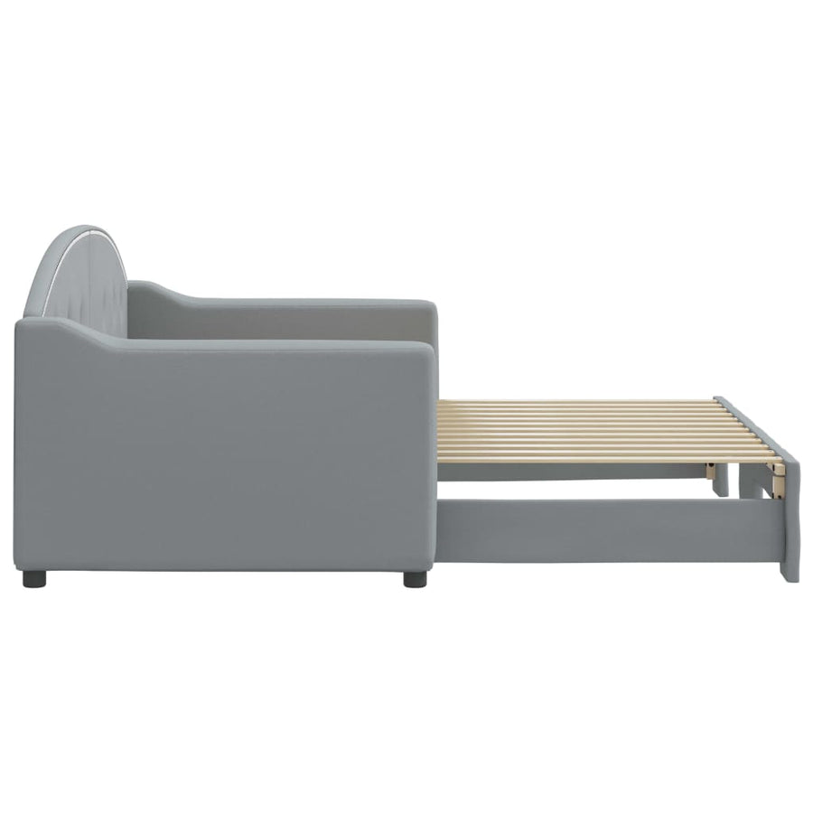 Slaapbank Stof 80 x 200 cm Lichtgrijs met onderschuifbed