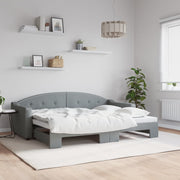 Slaapbank met onderschuifbed 80x200 cm lichtgrijs
