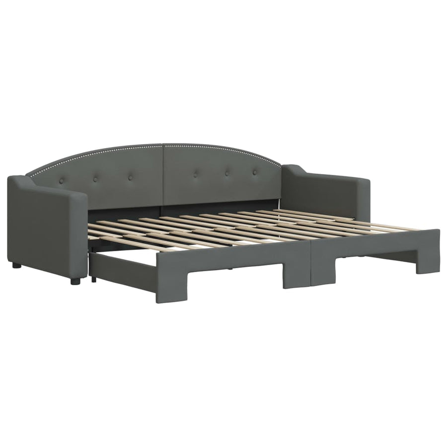 Slaapbank Stof 80 x 200 cm Donkergrijs met onderschuifbed