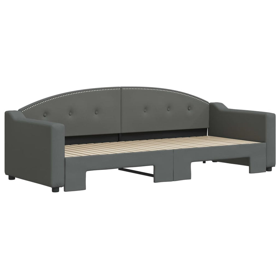 Slaapbank Stof 80 x 200 cm Donkergrijs met onderschuifbed