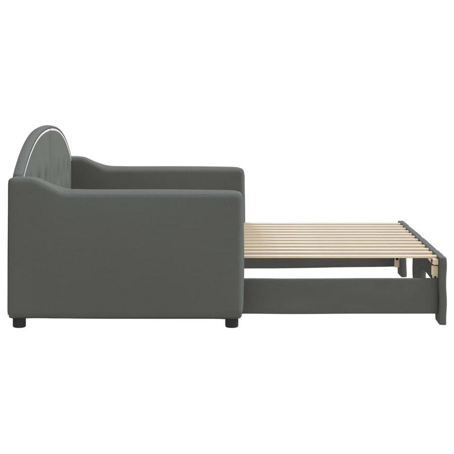 Slaapbank Stof 80 x 200 cm Donkergrijs met onderschuifbed