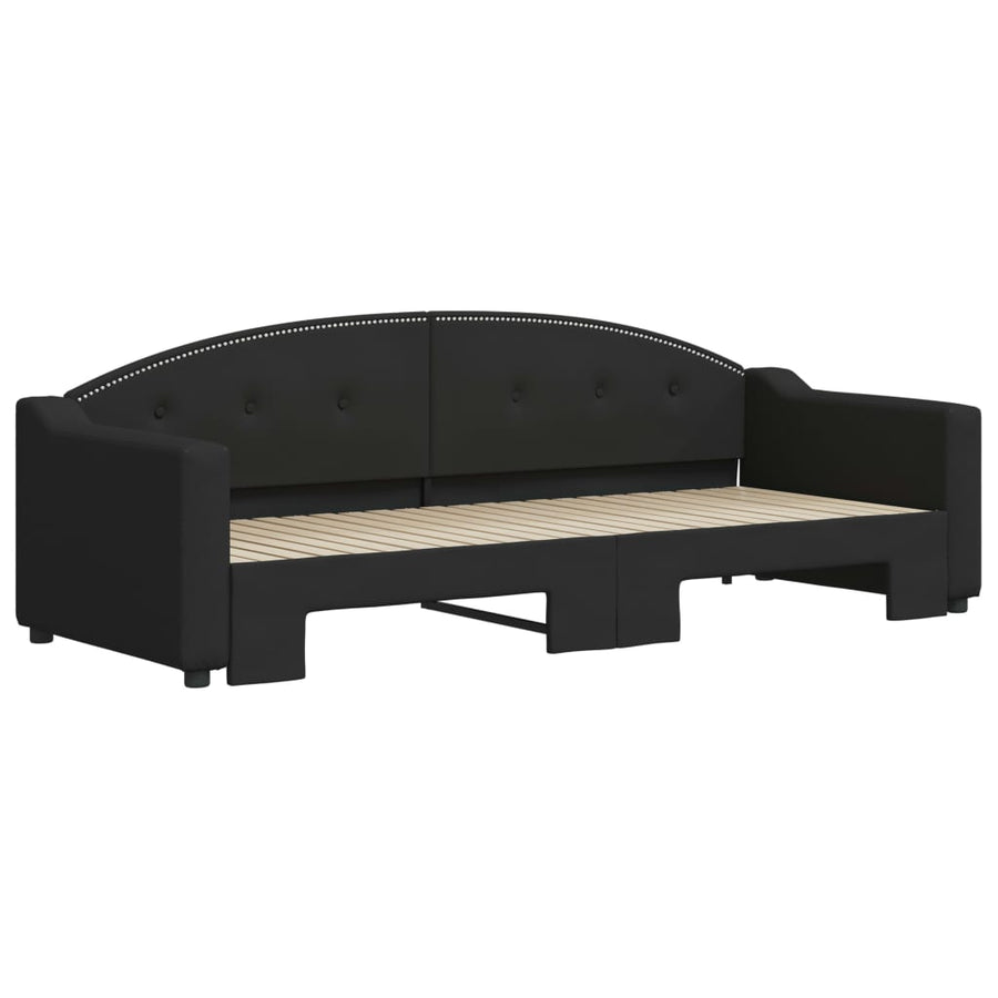 Slaapbank Stof 80 x 200 cm Zwart met onderschuifbed