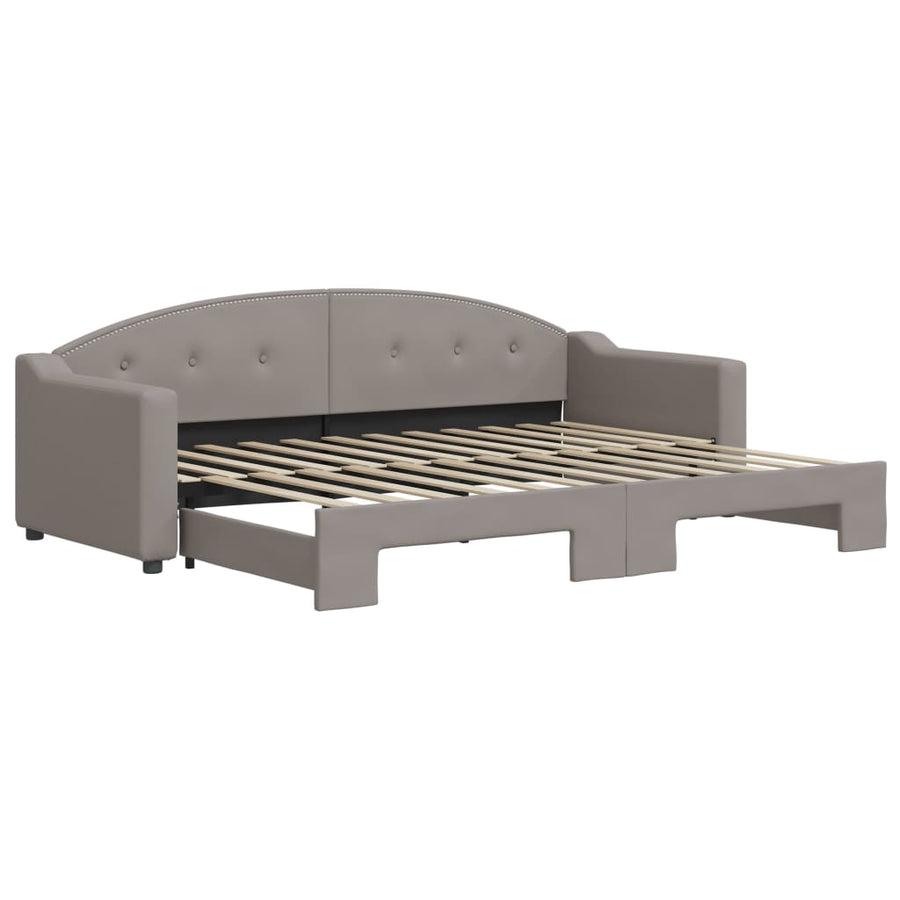 Slaapbank Stof 80 x 200 cm Taupe met onderschuifbed