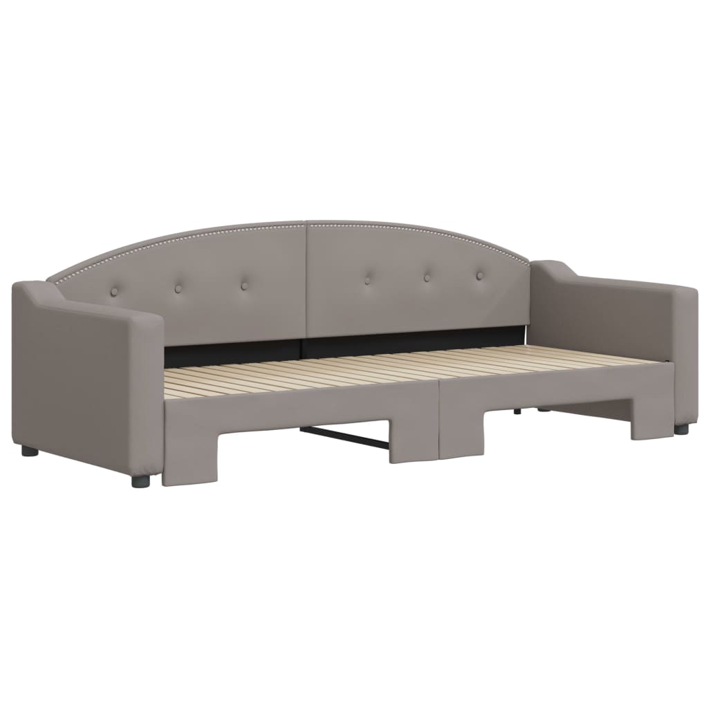 Slaapbank Stof 80 x 200 cm Taupe met onderschuifbed