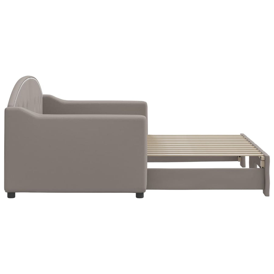 Slaapbank Stof 80 x 200 cm Taupe met onderschuifbed