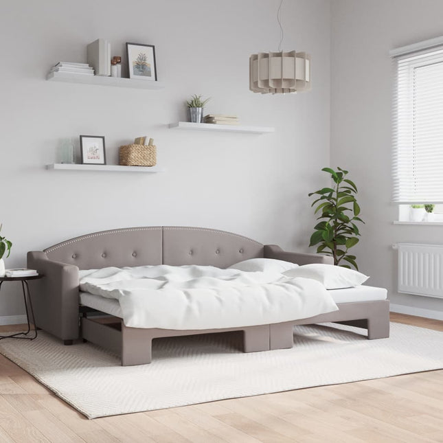 Slaapbank Stof 80 x 200 cm Taupe met onderschuifbed